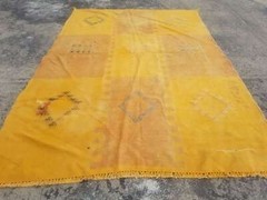 Distressed Fine Vintage Traditional Hand Made Moroccan Wool Silk Kilim 148x92cm