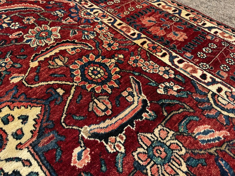 9x12 VINTAGE ORIENTAL RUG ANTIQUE heriz handmade colorful blue red geometric big gallery