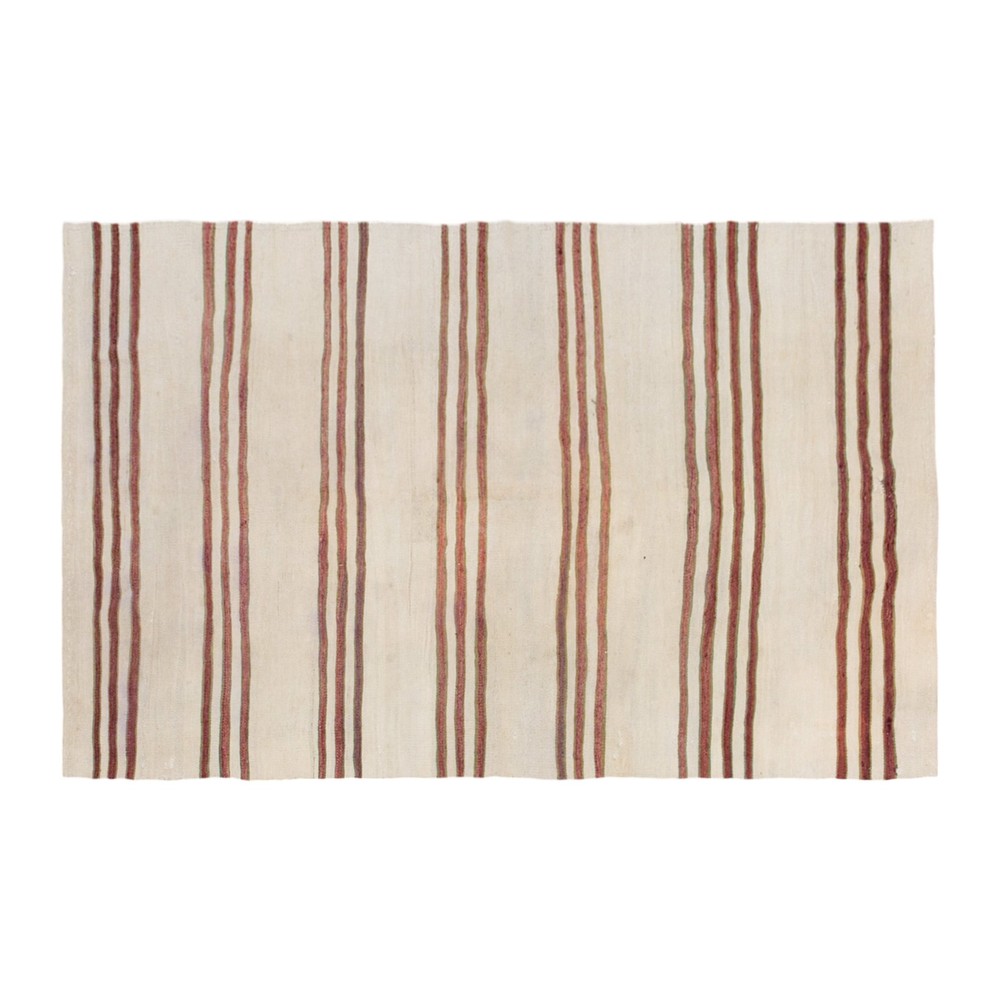 Striped Kilim Rug, Minimalist Turkish Kilim, 4'9" x 7'10",
