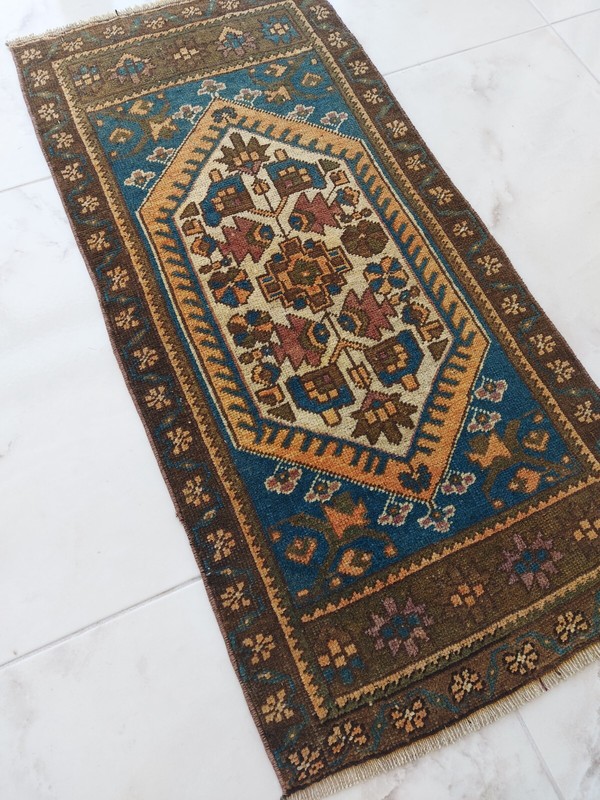Geometric Flower Bed Rug Antique Handmade Art Rug Home-Office Decor Rug gallery