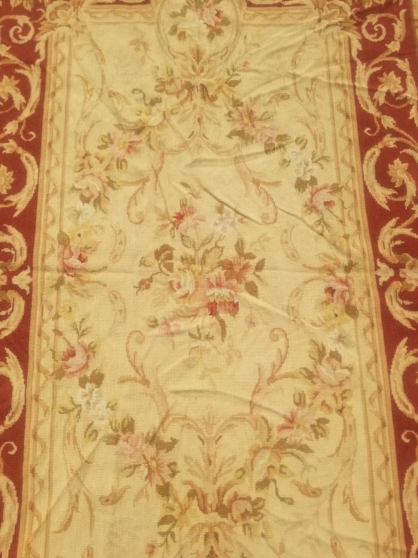 Antique French Handmade Aubusson Floral Wool Multicolor Kilim Rug 5.9x3.8 ft gallery