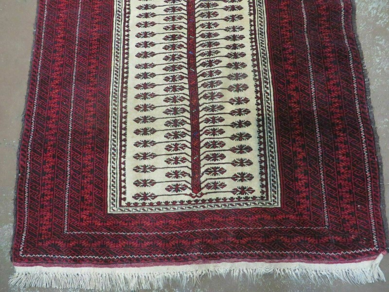 3' X 5' Antique Handmade Turkoman Balouchi Prayer Wool Rug Khamesh gallery