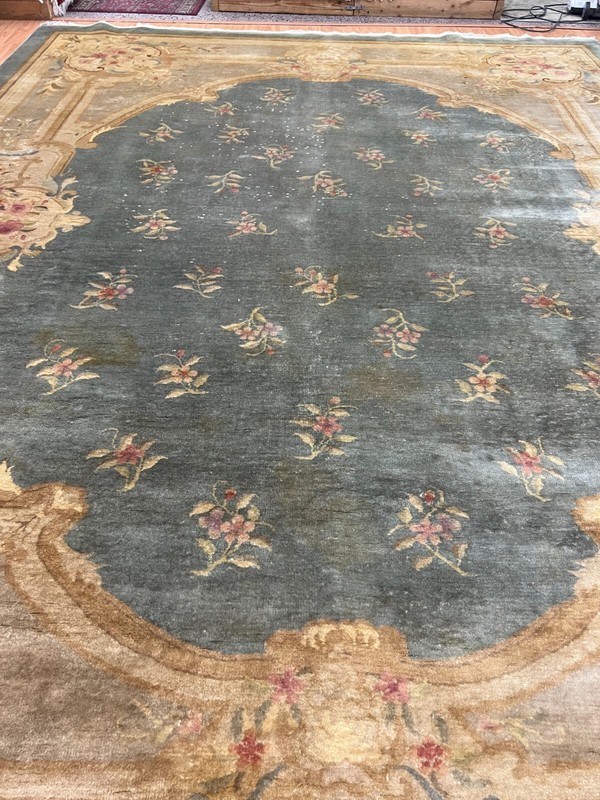 8'8" x 11'7" Antique Chinese Aubusson Oriental Rug - 100% Wool - Hand Made gallery