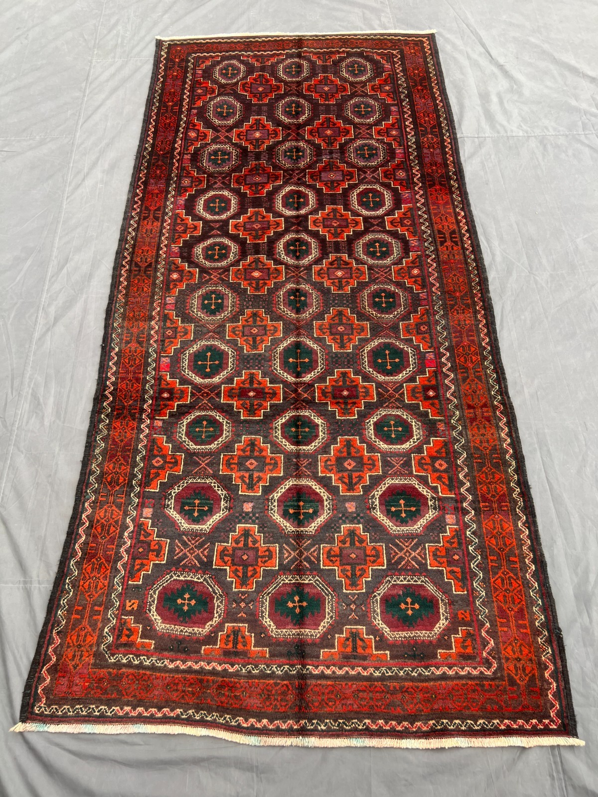 Vintage Caucasian Runner Rug 4'4x9'7 Red Green Handknotted Pillpai Tribal Carpet gallery