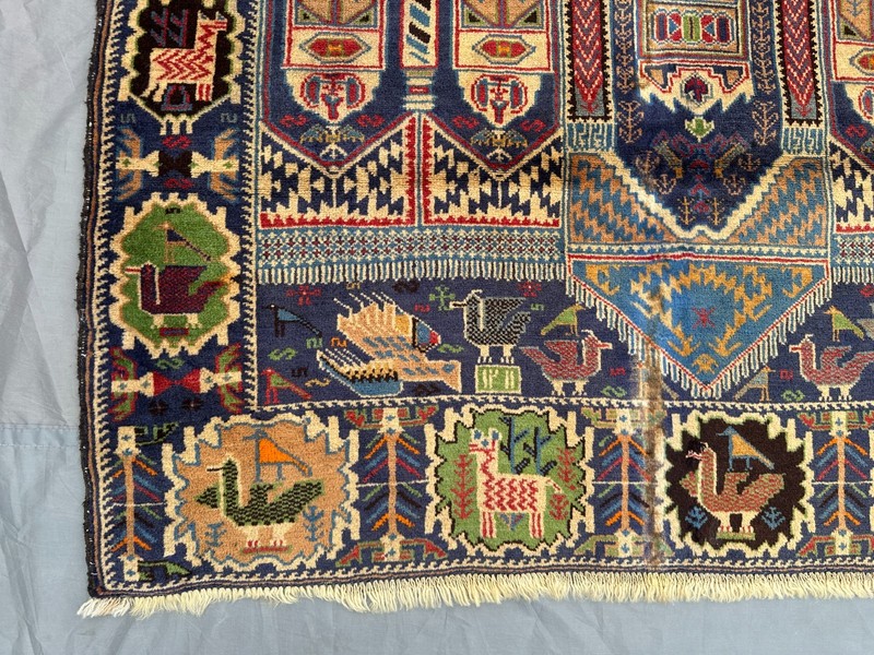 3'11x6'11 ft Pictorial Art Rug Afghan Hand Knotted Baluchi Antique Rare Area Rug gallery