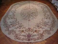ANTIQUE HOOKED OVAL SHAPE RUG 11X18 UNUSUAL PIX-9198