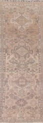 Antique Muted Distressed Handmade Tebriz Evenly Low Pile Runner Rug 4×13 Carpet
