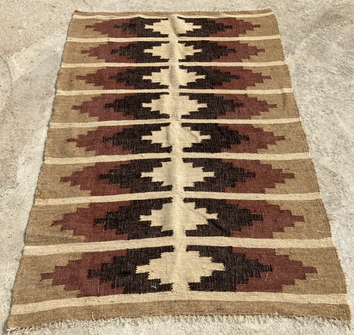 Antique Handwoven Navajo Geometric Tribal Native American Floor Rug 160x110 cm gallery