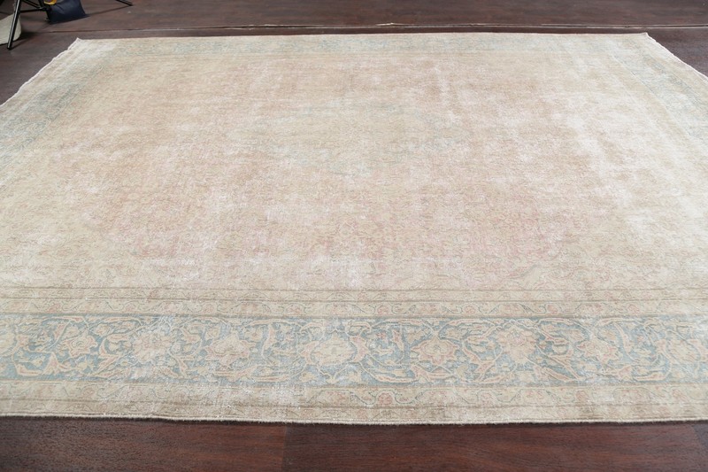 Muted Semi Antique Traditional Floral Area Rug Distressed Oriental Handmade 9x13 gallery
