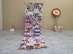 Moroccan Handmade Vintage Runner Rug 2’9×8’8 Berber Purple & blush pink Rug