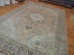 10×14 semi-Antique Tabrize SILK Oriental Area Rug Pink/Salmon Blue medallion