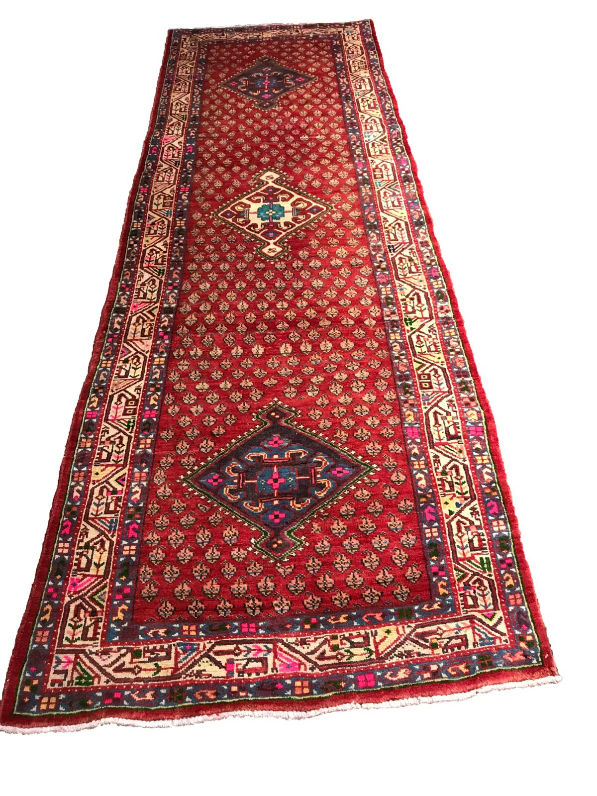 Old Hand Knotted wool rug mo511 3'5"x10'6" gallery