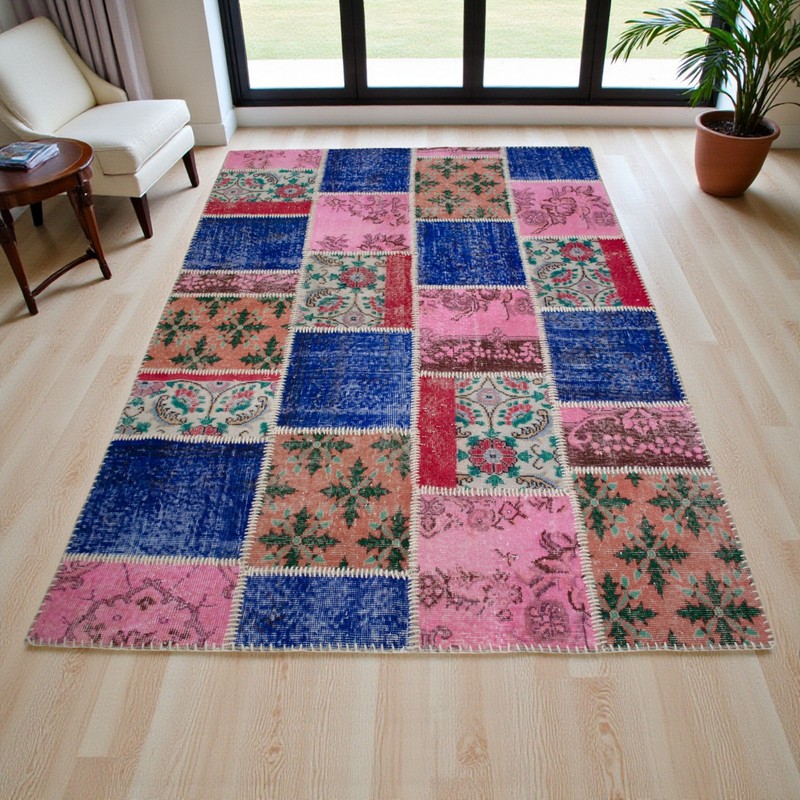 Hand Made Turkish Rug, Patchwork Rug, Colorful Living Room decor 5x7 ft Approx gallery