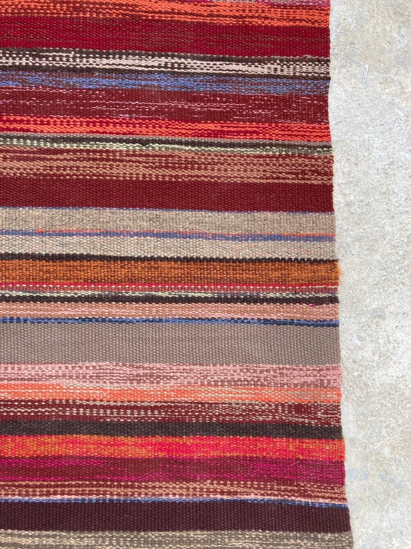 Vintage Traditional Handmade Turkish Striped Kilim Wool Rug Carpet 177x112 cm gallery