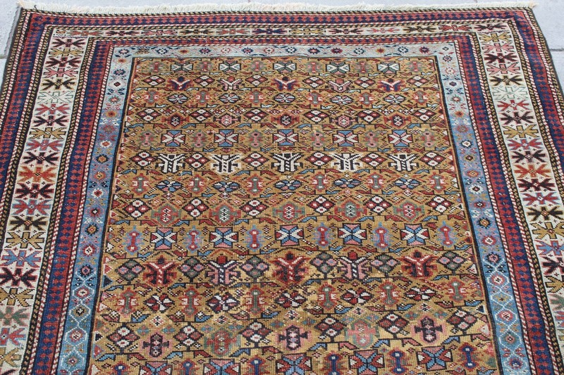 Antique Worn Hand Made Traditional Oriental Wool Gold Yellow Large Rug 180x132cm gallery