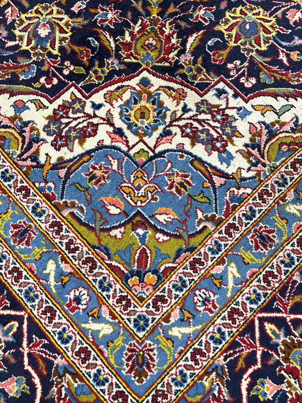 Antique Oriental Hand-Knotted Wool Area Rug Red/Navy Blue/Ivory 11'8" x 17'1" gallery
