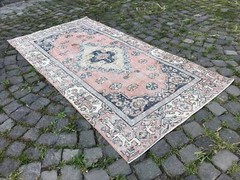 Turkish Antique rug Bohemian Area rug Oushak rug Vintage Rug Handmade Wool rug