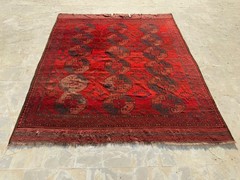 Antique Hand Knotted Afghan Turkmen Ersari Wool Rug Carpet 255×243 Cm