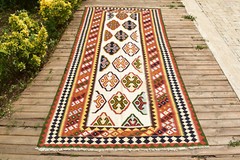 Turkish Kilim 55”x110” Oriental East Anatolian Vintage Wool Kilim 140x280cm