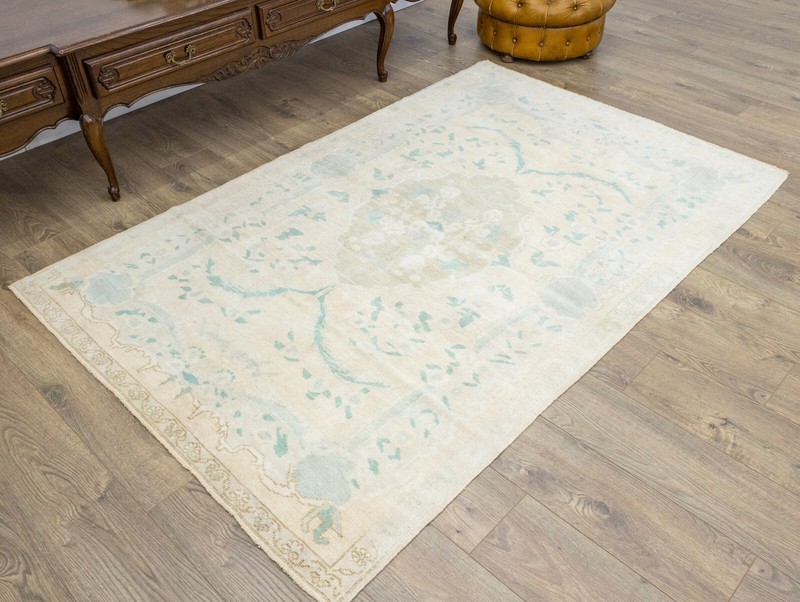 Vintage Muted Turkish Oriental Hand Woven 4.5x6.11 feet Oushak Area Rug Carpet gallery