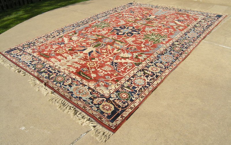 Fine Colorful Vintage Turkish Serapi Hand Woven Oriental Rug Carpet 8'6" x 13'1" gallery