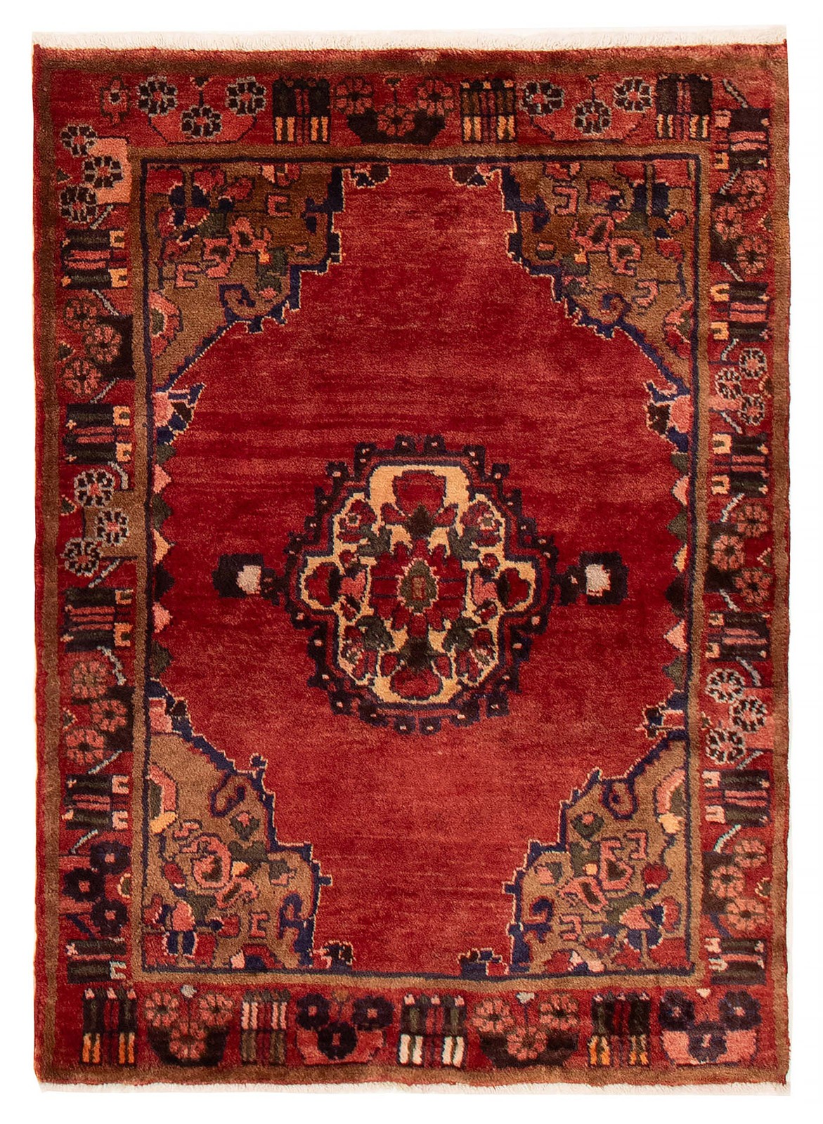 Vintage Traditional Hand-Knotted Area Rug 3'9" x 5'2" Oriental Wool Carpet gallery