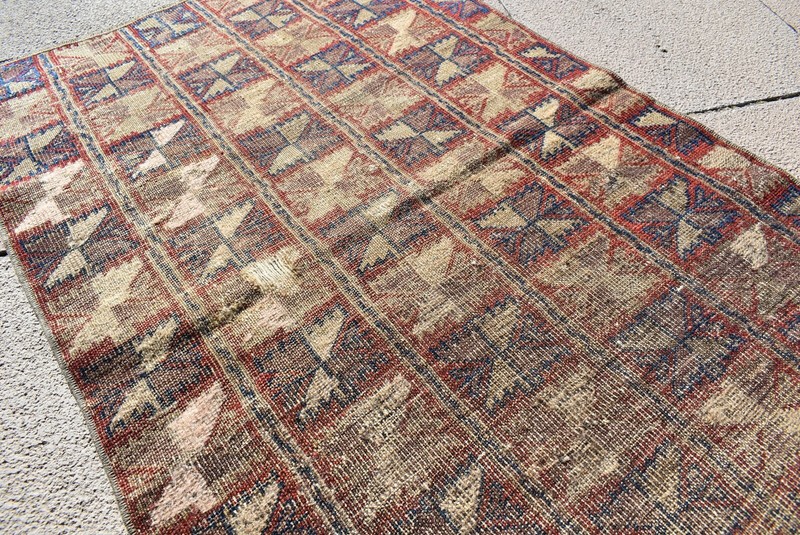 Fabulous Antique Camel Wool Tribal Collector's Piece Distressed Low Pile Rug gallery