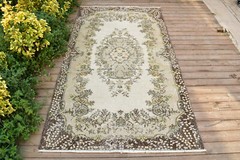 Turkish Rug 46”x86” Oushak Light Muted Color 3×7 Vintage Rug Carpet 118x220cm