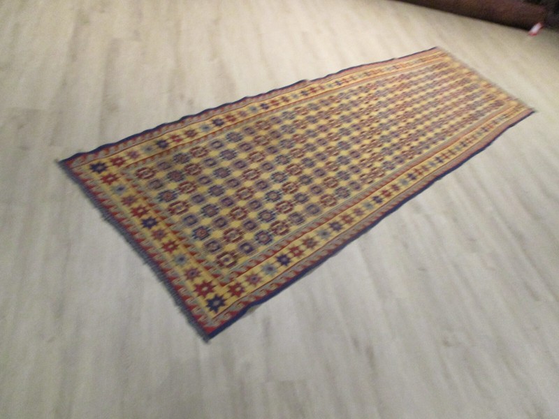 ESTATE 10' FEET RUNNER Allover Pattern Handmade Kilim Flat Wool Rug 582978 gallery