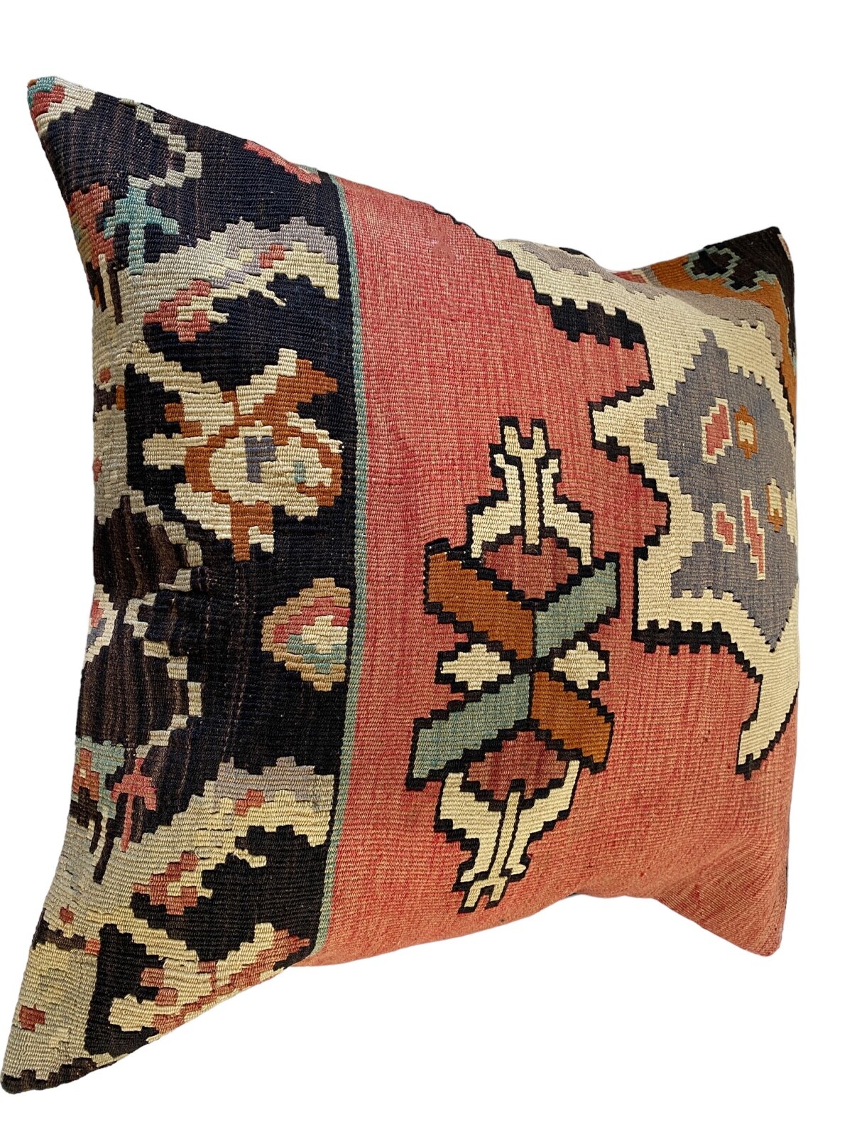 # 5605 Superb Custom Made Old Turkish Tribal Kilim Pillow Cover 24" by 24" gallery