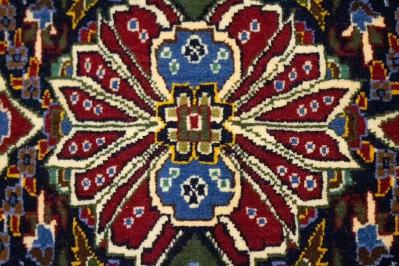 Handmade Vintage Area Rug Purple Navy Floral Design Small Square Carpet 3X3 ft gallery