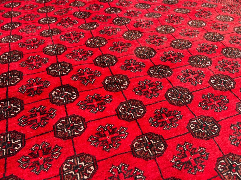 Antique Bukhara Rug 8x11 Afghan Hand Knotted Wool Red Turkmen Elephant Foot Rug gallery