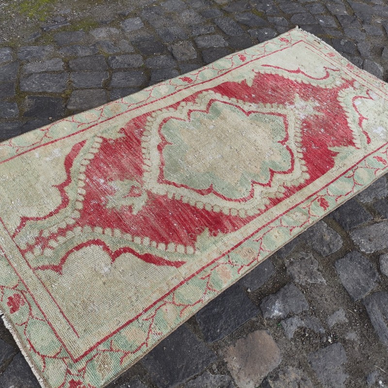 Pastel 2x5 Turkish kitchen rug 2.43 x 4.95ft Vintage Handmade 74 x 151 cm runner gallery