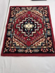 Vintage Persian Style Accent Rug Mat 19″ x 16″ Red Blue Mini Area Rug