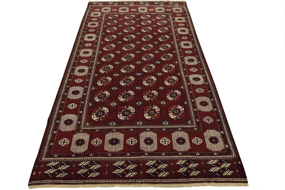 Vintage Bokhara Rug 7’7” x 12’5” Red Wool Tribal Hand-Knotted Oriental Carpet