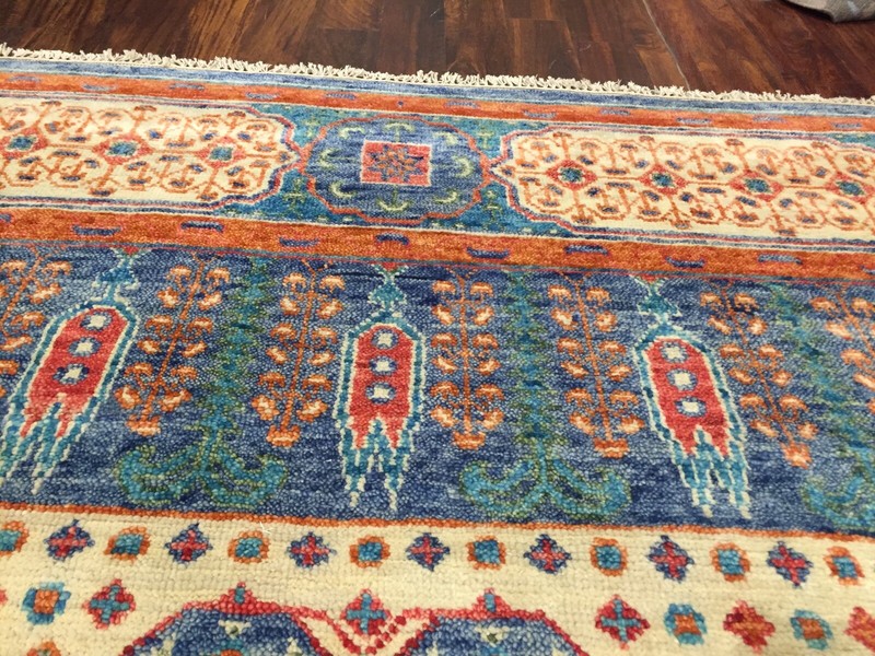 Genuine Hand Knotted Green Blue Oushak Heriz Geometric Rug Carpet 8’x10’5”,#69 gallery