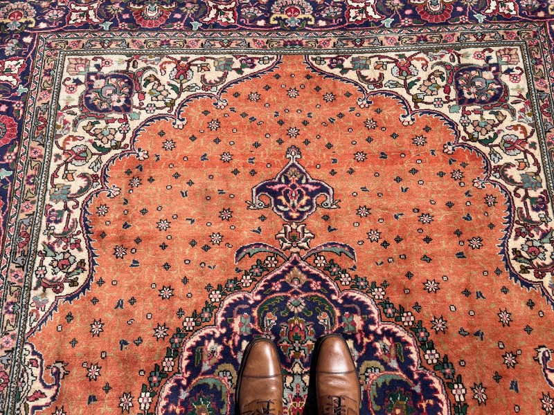 FINE ANTIQUE RUG 7x10 HAND-KNOTTED VINTAGE ORIENTAL handmade persimmon coral 6x9 gallery