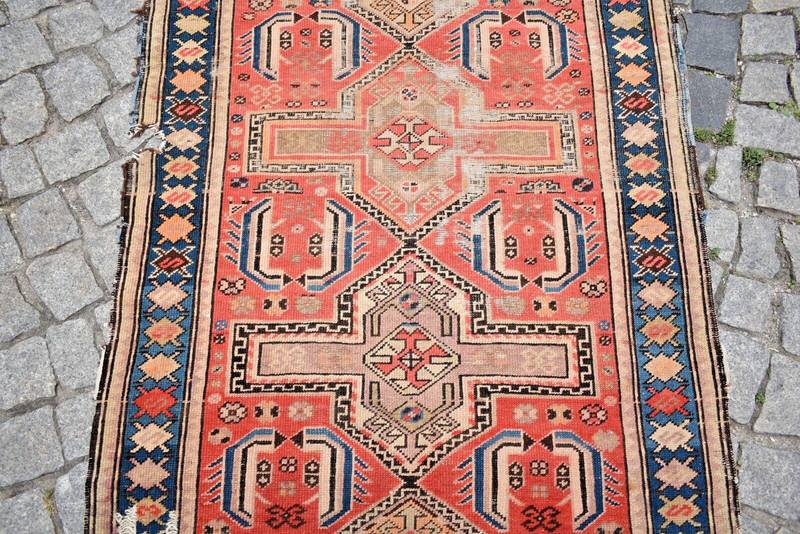 Antique Caucasian Fragment Rug 38'' x 64'' Collector Item Worn Antique Carpet gallery