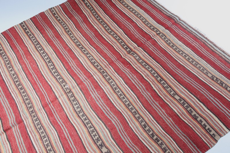 One Of a Kind Decorative Vintage Turkish Handwoven Kilim-Authentic Area Kilim gallery