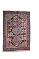 New Vintage Tribal Turkish 3′ 4″ x 4′ 9″ Red Hand Knotted Entryway Wool rug