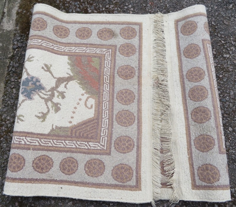 VINTAGE NEPALESE RUG. IN CHINESE TIBETAN DESIGN RUG. 184CM X 92CM. gallery