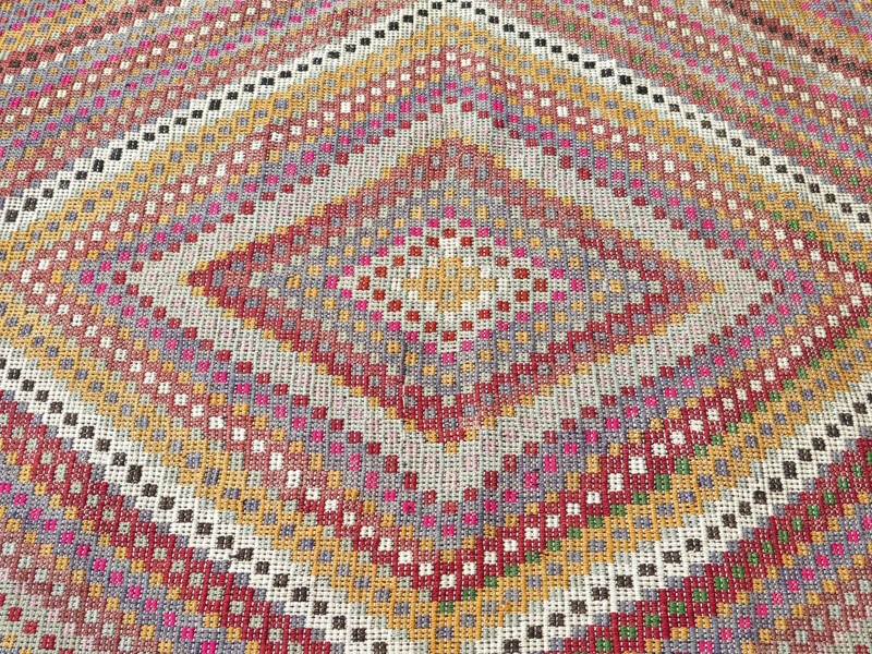 Wool Rugs, Vintage Rug, Area Rug, Turkish Kilim Embroidery Rug 6,08ft X 11,75ft gallery