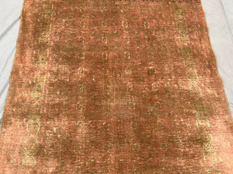 Antique Turkmen Bashiri Rug | Hand-Knotted, Rare Terracotta Faded Bedroom Rug gallery