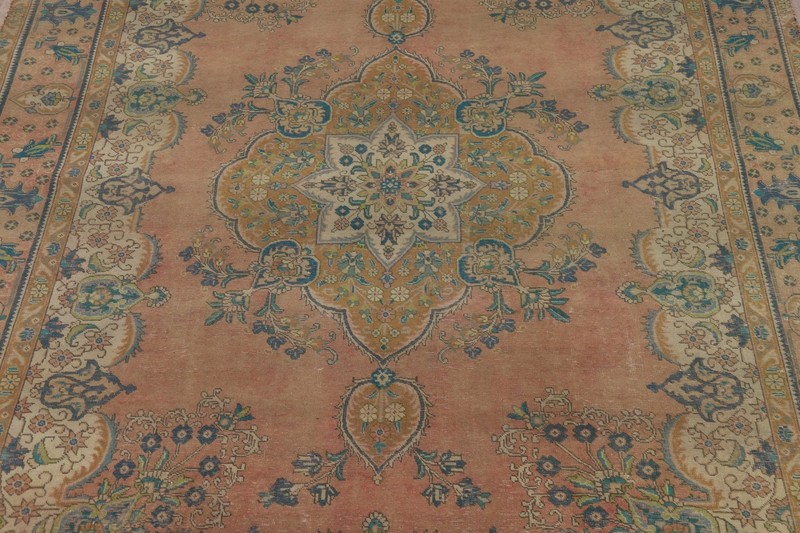 Vintage Muted Rust Handmade Wool Tebriz Traditional Living Room Area Rug 10x13 gallery