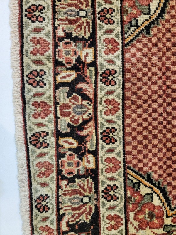 Antique Oriental Hand-Knotted Wool Area Rug Terracotta/Black 4'1" x 6'7" gallery