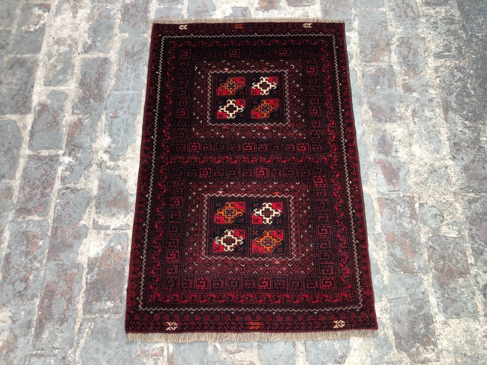 Vintage Turkmen Parda Rug 2'6x3'10 ft Afghan Hand Knotted Wool Tribal Accent rug