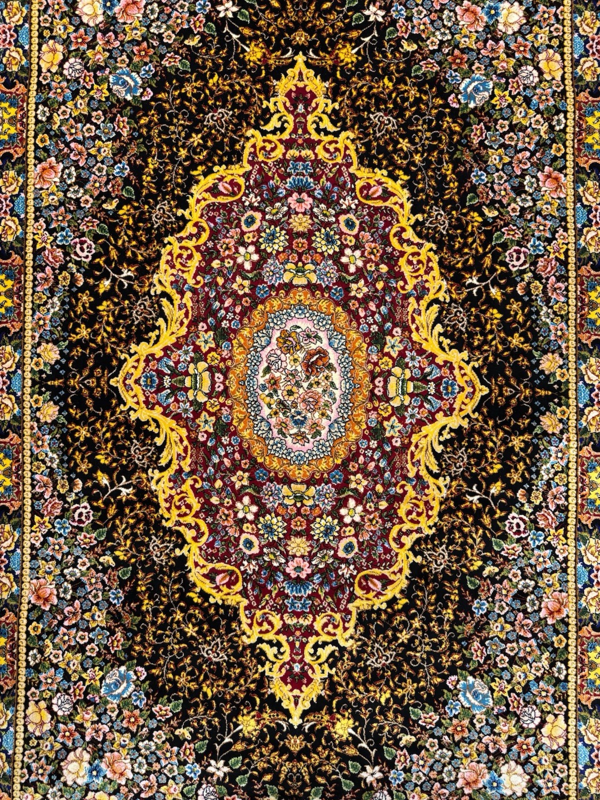 Luxury Silk & Cotton Rug 2.5 X 4 Ft Imperial Garden Medallion Floral 💐 gallery