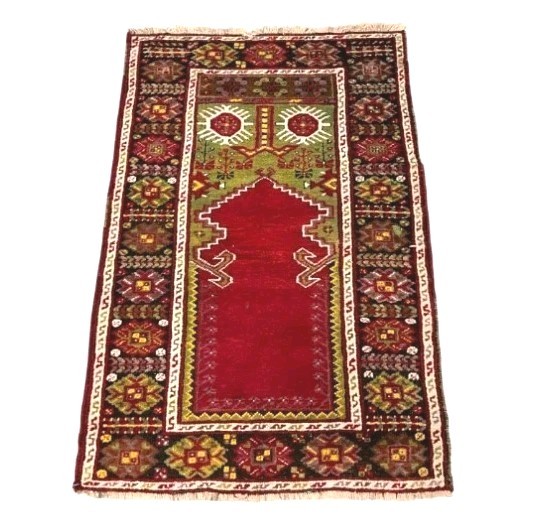 COLLECTORS' ITEM Vintage Turkish Anatolian Handmade Tribal Prayer 3X5 Wool Rug gallery