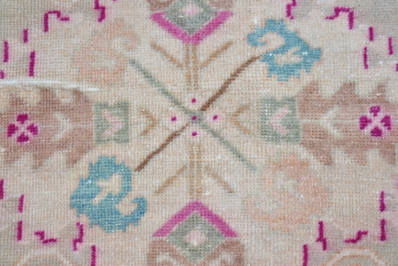 Turkish Rug 25'' x 28'' Anatolian Hand Knotted Oushak Rug Muted Dye Small Rug gallery