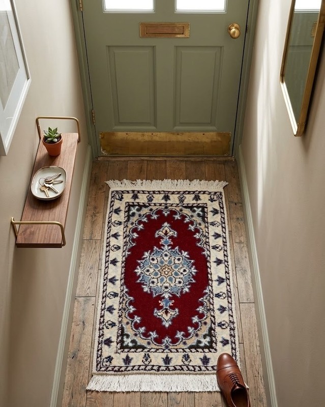 Hand-Knotted Small Indo-Nain 1X2 Wool Oriental Rug Floral Design Carpet gallery